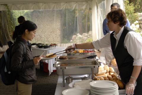 Student being Served at Lunch Buffet, Miller Lash House Tent, Green Initiatives Launch Event