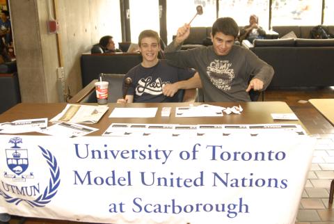 University of Toronto Model United Nations at Scarborough, Students at Table with Sign and Literature, Clubs Event, the Meeting Place