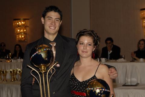 Two Students with Trophy, SCAA Banquet