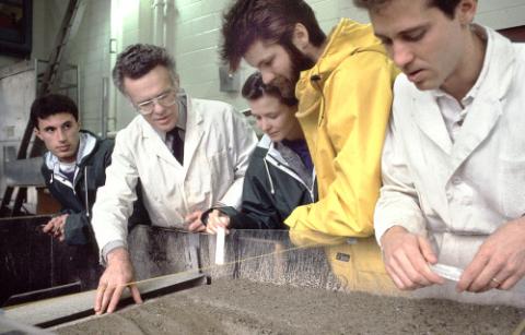 Rorke Bryan and Students in Soil Erosion Lab