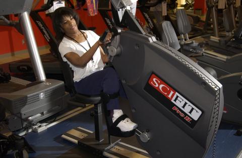 Student Working Out with Equipment, Accessibility Related Promotional Image
