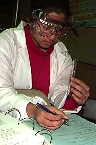 Student Works in Biology Lab