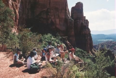 Group of Participants Seated Outdoors, Environmental Field Camp Program, Arizona