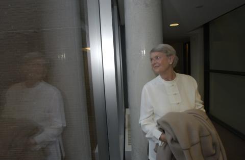 Joan Foley in Hallway, Joan Foley Hall Residence, Opening Event