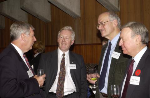 Bob Rae Speaks with Charles Cutts, Modris Ecksteins and other Event Attendee, Reception, F.B. Watts Memorial Lecture (Featured Speaker, Bob Rae), Old Council Chambers (SW403)