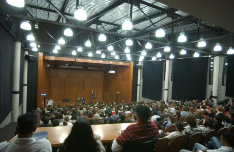 General View of James Orbinski Giving the 2004 F.B. Watts Memorial Lecture, Photograph taken from the Rear of the ARC Lecture Theatre, Academic Resource Centre