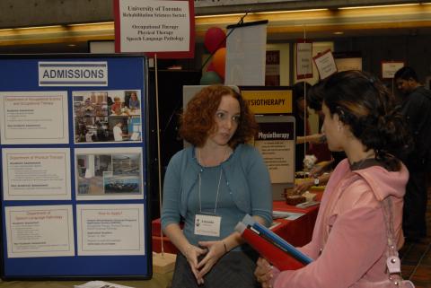 Student Speaks with Presenter, University of Toronto, Rehabilitative Sciences Sector: Occupational Therapy; Physical Therapy; Speech Language Pathology, Graduate and Professional Schools Fair, 2006, the Meeting Place