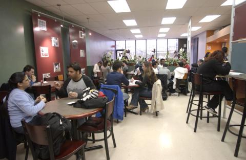 Students in Cafeteria Seating Area, Promotional Image