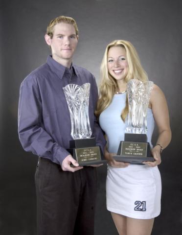 James Andrews and Taryn Grieder with Dickinson Award Trophies