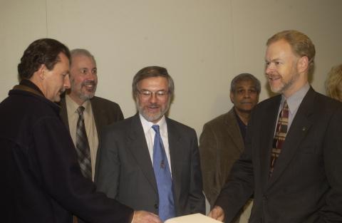 Paul Thompson with Dignitaries including John McKay and Steve Gilchrist, Opening of Computer Lab funded by ATOP Program