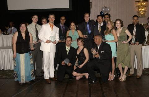 Winners Pose with Awards, Scarborough College Athletic Association (SCAA) Banquet, 2006. Delta East Hotel, Toronto