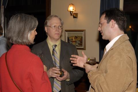 Victoria Owen Talking with Two Unidentified Event Attendees, Faculty Orientation Event, Miller Lash House