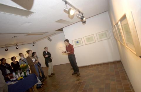 Marla Hlady Speaks to Group, Opening, Marla Hlady Exhibition, Drawing Sound, The Gallery