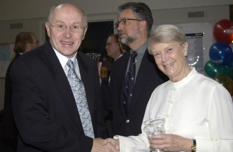 Joan Foley with John Kennedy, Reception, Opening Event for Joan Foley Hall Residence, Residence Centre
