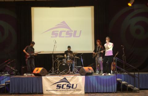 Musicians on Stage, Groundbreaking Event for Student Centre, the Meeting Place