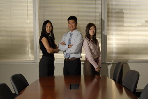 Three Co-op Students in Office, Management and Economics Co-op Placement, Sun Microsystems, Promotional Image
