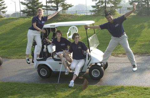 Players with Golf Cart, Alumni Golf Tournament
