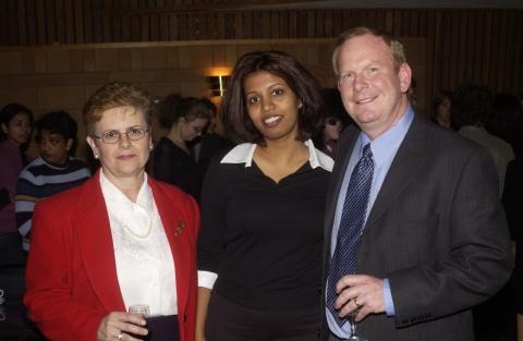 Don MacMillan Poses for Photograph with Two Event Attendees, Retirement Celebration