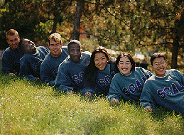 Group of Students, on Hillside, Wearing SCAA Branded Shirts
