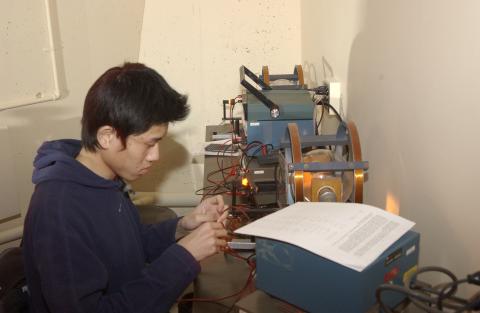 Student Works in Physics Lab