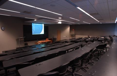 View of Interior of Lecture Theatre, Media on Screen (M170), Management Building (MW)