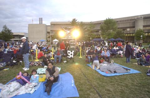 Summerfest, Audience Gathering for Evening Film Screening, Chairs and Blankets