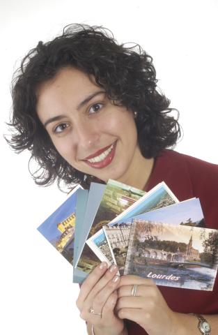 Woman with Postcards, Studio Promotional Image