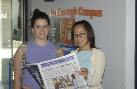 Students Reading Toronto Star from Free Distribution Stand, Promotional Image