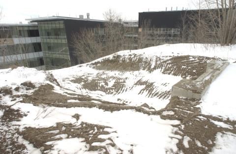 Parking Lot, Winter, Centennial College visible in Background