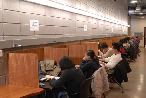Students Working at Carrel Desks, UTSC Library