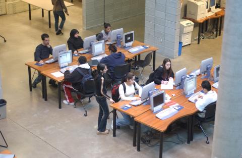 Students at Computers, Sun Microsystems Informatics Commons, UTSC Library,