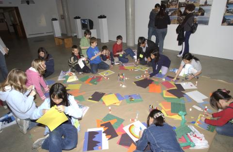 Children do Artwork Activity in the Doris McCarthy Gallery, Bring our Children to Work Day