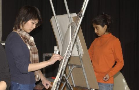 Students Drawing in Art Studio, Studio Art Class