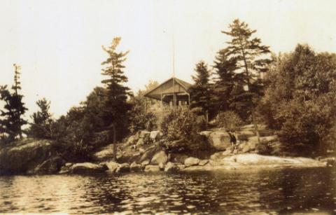 Historical Photograph, View of Building on Miller Lash House Property, Seen from Highland Creek