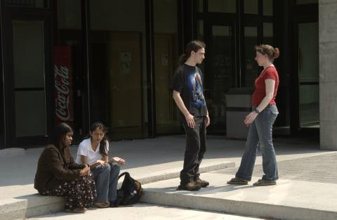 Group of Students beside Student Centre