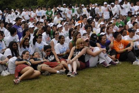 Large Group of Students, Seated on Lawn, Orientation, 2006