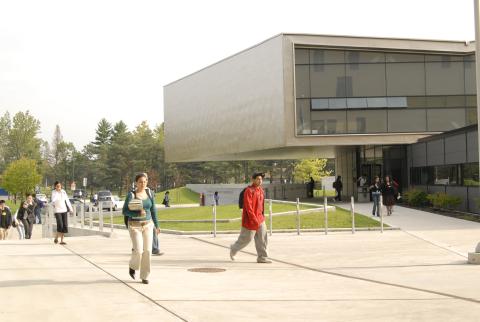 Students Walk Past Student Centre, Towards Arts and Administration Building (AA)