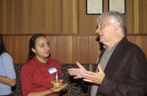 Student Speaks with Larry Sawchuk, International Development Studies Reception, Old Council Chambers