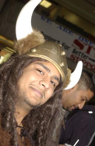 Student Wears Plastic Viking Hat, Spirit Event, the Meeting Place