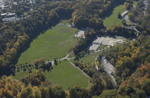 Aerial View, Soccer Fields and Tennis Courts, Highland Creek Valley