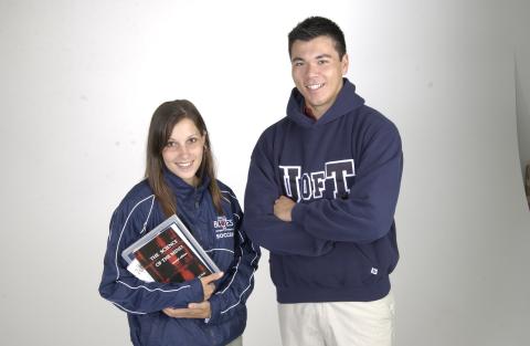 Two Students in Branded Athletic Wear, Studio Shot, Accessibility, Sports Related Promotional Image