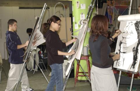 Students Drawing in Art Studio
