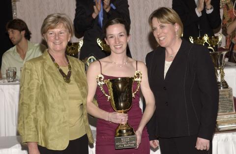 Two Unidentified Women with Heidi Calder, Scarborough Campus Athletic Association Banquet