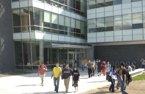Group of Students Leaving Management Building (MW)