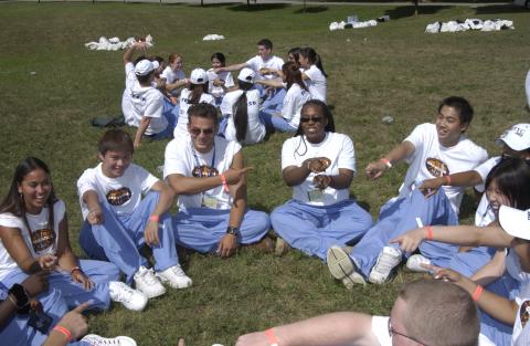 Orientation, 2003, Students Playing Game Outdoors