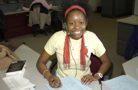 Student with Telephone, Advancement Campaign, 2003
