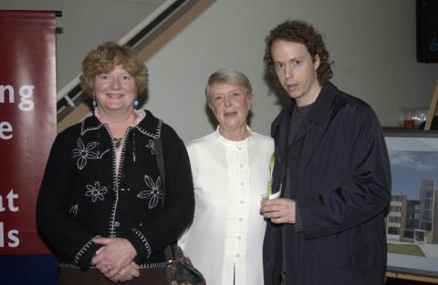 Joan Foley with Two Attendees, Joan Foley Hall Residence, Opening Event