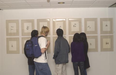 People Viewing Art Exhibition, Opening Reception, Marcel Dzama: More Famous Drawings, The Gallery, the Meeting Place.