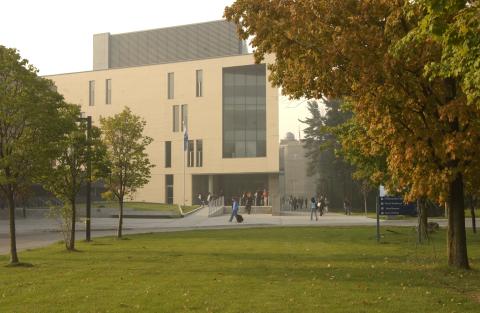 Exterior view of Arts and Administration Building (AA), Entrance near Student Centre