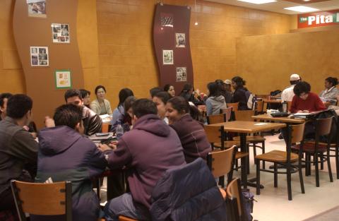 Students in Cafeteria Seating Area, Promotional Image
